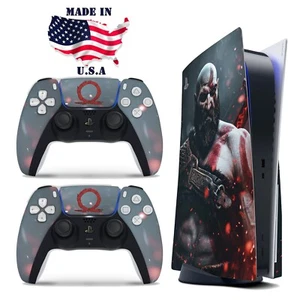 PS5 Disc Version Console & Controller Vinyl Skin Decal Wrap God of War Kratos - Picture 1 of 3