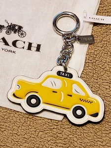 NYC Coach Leather Yellow Taxi Cab Keyring KEY CHAIN Charm NEW YORK bag purse FOB - Picture 1 of 6