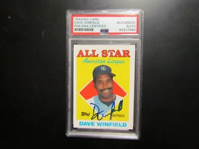 1988 Topps Dave Winfield Signed Baseball Card PSA Cert Encapsulated  - Image 1 of 4