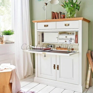 Massivholz Sekretär Kiefer massiv weiß Eiche geölt Büroschrank Schreibschrank - Bild 1 von 2