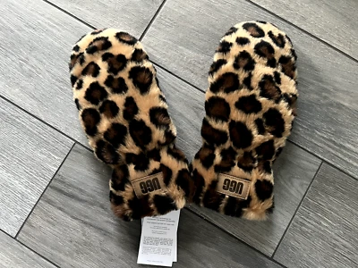 UGG WOMENS ALL OVER FAUX FUR MITTEN, NATURAL SPOTTY, LEOPARD, NWT $65, S/M - Image 1 of 2