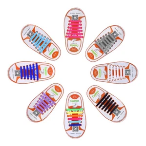 KINDER SILIKON SCHNÜRSENKEL 12 Stück elastisch Schuhbänder Schuhband Schuhgummis - Bild 1 von 51