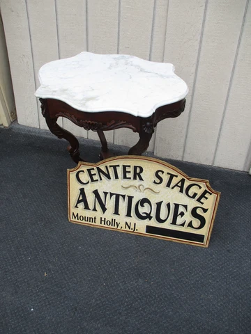 64234 Antique Victorian Marble top Walnut Victorian Table Nightstand Stand Cover