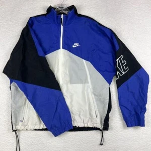 Vintage Nike Windbreaker Jacket Mens Large 90s Blue Black White Logo Colorblock - Imagen 1 de 18