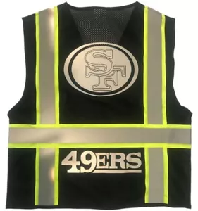 🏈 49ERS 🏈 BLACK REFLECTIVE SAFETY VEST W/REFLECTIVE LOGO - Picture 1 of 3