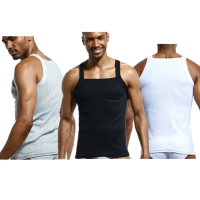 Canotta Uomo Fitness Cotone Poliestere Elasticizzata Gilet Palestra Allenamento Sottomaglia - Immagine 1 di 4