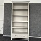 Grey Solid Modern Large Grey And Dark Wood Bookcase With Draw | Collection Only