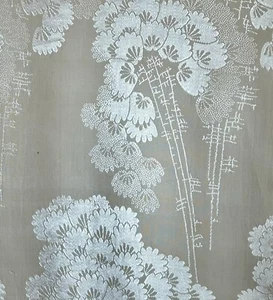 Preciosa tela de seda floral antigua del período Art Deco ~ marfil crema ~ sin usar - Imagen 1 de 9