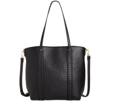 Bolso Bandolera Style & Co Whip Stitch Trenzado Frontal Suave Imitación Cuero -NEGRO Foto 1 de 4