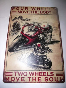 Motorcycle Metal Tin Wall Door Garage Sign Plaque 12x8 - Picture 1 of 1