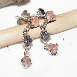 Pendientes de diamante en bruto diamante natural multicolor de 1,52 quilates plata 925 - Imagen 1 de 3