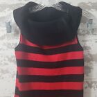 Body Central Womens Medium Sleeveless Red And Black Striped Pullover Sweater