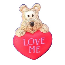 Hallmark Pin Valentines Vintage DOG HEART PUPPY Love Me Holiday Brooch