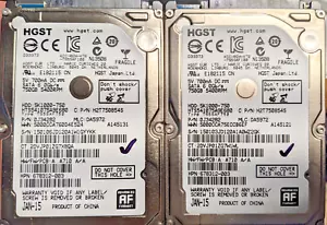Lot of 2 HGST 5K1000 HTS541075A9E680 750 GB 2.5" SATA SMART OK/no bad sectors - Picture 1 of 1