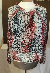 NWT A Love Story SZ XL Womens Top Tunic Lined Sheer Balloon Sleeves Black Red - Picture 1 of 6