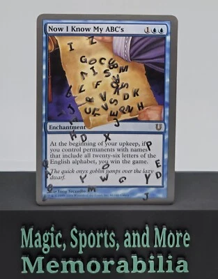 MTG Now I Know My ABC's Unhinged Blue Rare Magic the Gathering LP - Image 1 of 2
