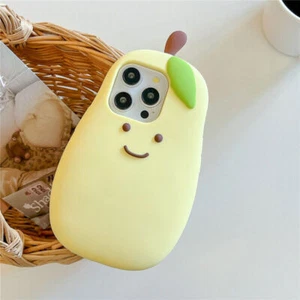 Cute Pear Silicone Soft Case Shockproof Cover for iPhone 16 Pro Max 15Plus 14 13 - Picture 1 of 11