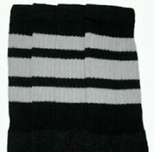 22” KNEE HIGH BLACK tube socks with GREY stripes style 1 (22-50) 