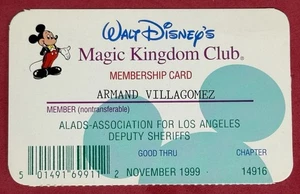 1999 Disney Magic Kingdom Club Membership Card Mickey Mouse Vintage Ch. 14916 - Picture 1 of 2
