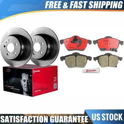 Conjunto de rotores de freio dianteiros Brembo e pastilhas de freio de cerâmica para 2000-2001 Saab 9-5 - Imagem 1 de 4