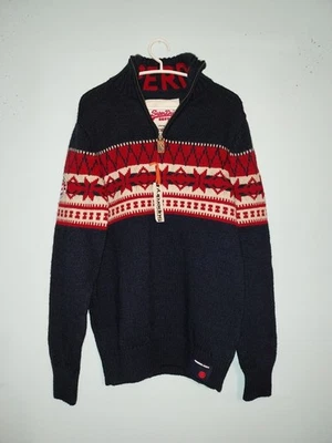 NEW SUPERDRY MALMO HENLEY JUMPER SWEATER PULLOVER-NAVY TWIST COLOR/SIZE LARGE- - Image 1 of 4