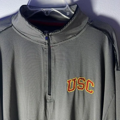 USC Trojans Quarter Zip Colloseum Mens XL Gray Stripe Performane S - Image 1 of 4