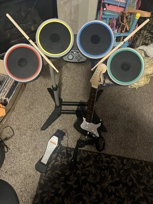 Rock Band 4 PS4 PS5 Wireless Bundle Harmonix,Fender Guitar Drums Mic Tested - Image 1 of 4