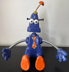 CERAMIC WHIMSICAL ROBOT SCULPTURE ~ BECHLER POTTERY ~ MIXED MEDIA ~ SIGNED ~ 12" - Picture 1 of 17