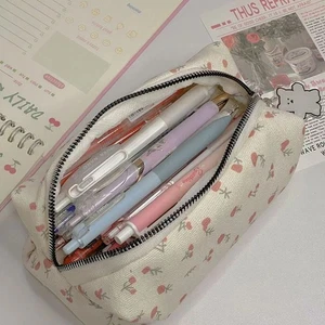 Cartoon Floral Printing Pen Bag Large Capacity Pencil Case Stationery Organizer - Picture 1 of 6