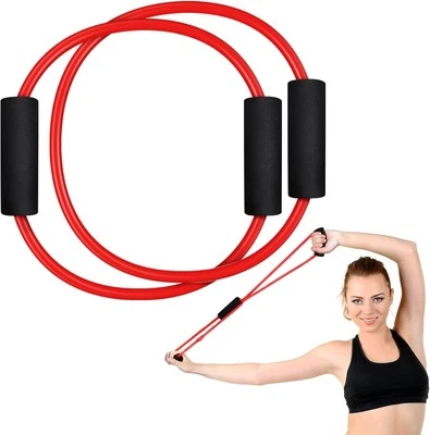 SEENELLING Barre Double Tube Red Resistance Band Exercise Tubes for Home Pilates red