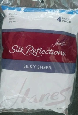 De Colección Hanes Silk Reflections Pantimedias Control Top Puntera Transparente 115782 Gris Niebla EF Foto 1 de 3