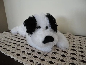 Shaggy Black and White Dog Soft Plush - Picture 1 of 3
