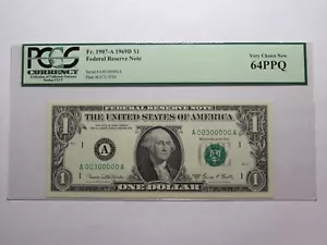 $1 1969 Fancy Near Solid Serial Number Federal Reserve Bank Note Bill #00300000 - Picture 1 of 6