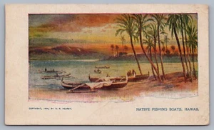 Barcos de pesca nativos Hawaii HI William Randolph Hearst 1904 postal UDB H12 - Imagen 1 de 2