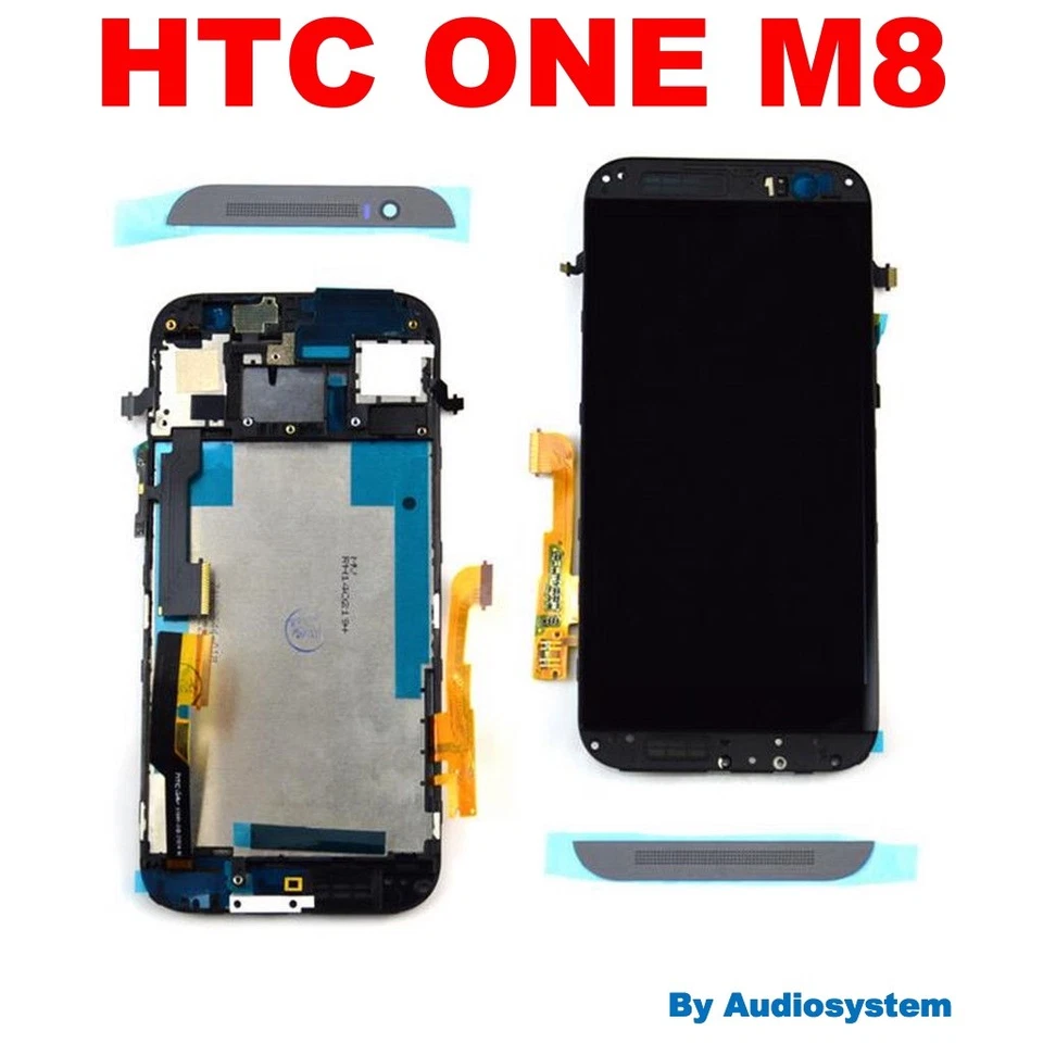 DISPLAY +TOUCH SCREEN LCD VETRO+ COVER per HTC ONE M8 CORNICE NERO FRAME - Immagine 1 di 1