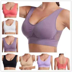 Damen Sport-BH Korsett Starker Halt Nahtloser Mesh-Jogging-Yoga-Fitness-BH - Bild 1 von 20