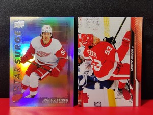 Moritz Seider SET 2023-24 Upper Deck Star Surge #SS-5 + #64 Detroit Red Wings 