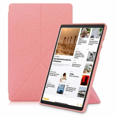 For Samsung Galaxy Tab A7 Canvas Leather Transformer Stand Smart Case Cover  - Image 1 of 4