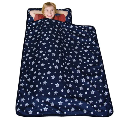 Toddler Nap Mat with Pillow and Fleece Minky Blanket Soft for Kids 21"x50'' - Image 1 of 2