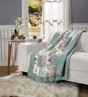 Chezmoi Collection Pre-Washed 100% Cotton Real Quilted Patchwork Throw Blanket - Image 1 of 4
