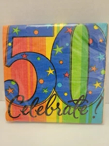 New Celebrate 50 Birthday Beverage Cocktail Napkins Total of 16 3-ply - Picture 1 of 2