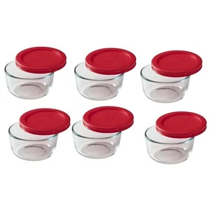 Pyrex 7202 Glas Lebensmittel Aufbewahrung Schüsseln mit 7202-teilig Rot Kunststoff Deckel Abdeckungen - Bild 1 von 3