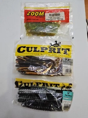Culprit 9 дюймов черный шад и 7,5 дюймов червь ZOOM супер соль + 6 дюймов шартрез перец ящерица  - Изображение 1 из 2