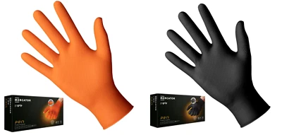 MERCATOR MEDICAL ✅ Orange or Black Nitrile Gloves Disposable Gloves Latex Free GoGrip 50 pcs✅
