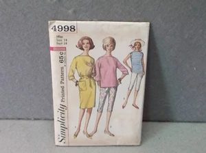 SIZE 14 PATTERN 1960s UNCUT SIMPLICITY 4998 OVERBLOUSE DRESS BERMUDA SHORTS - Picture 1 of 3