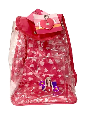 Barbie - Zaino asilo rosa-pink con Cuori in plastica trasparente-tasca esterna - Immagine 1 di 4