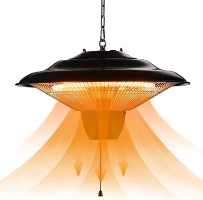 Calentador Eléctrico Colgante de Patio, 1500W Calentador Infrarrojo para Exterior/Interior, 3s Fa Foto 1 de 4