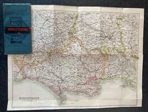 BATHOLOMEW Pocket Cloth Touring Map DORSETSHIRE, DORSET, ENGLAND c1920's GC - Picture 1 of 6