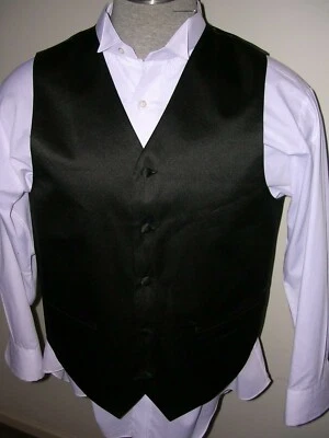 #747 Chaleco Chaleco Hombre Elegante Victoriano Steampunk Negro Satinado 5 Botones Talla L Foto 1 de 4