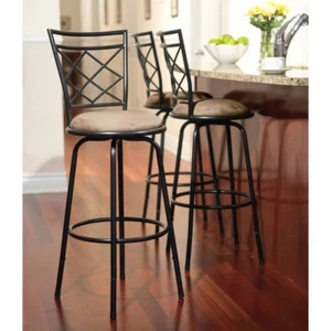 SWIVEL BAR STOOL SET 3 Counter Chairs with Swivel & Adjustable Height - Picture 1 of 14